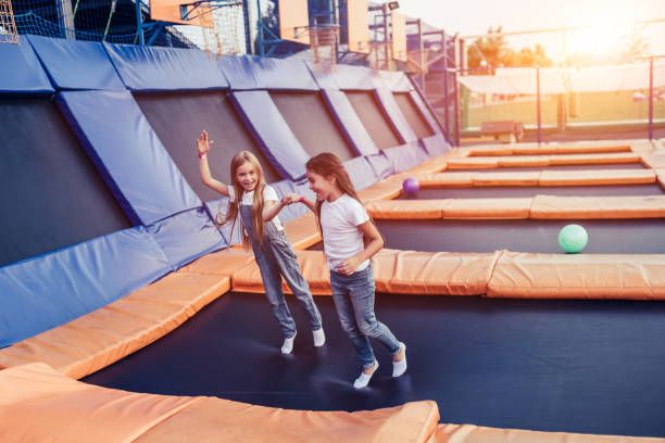 Friends jumping together